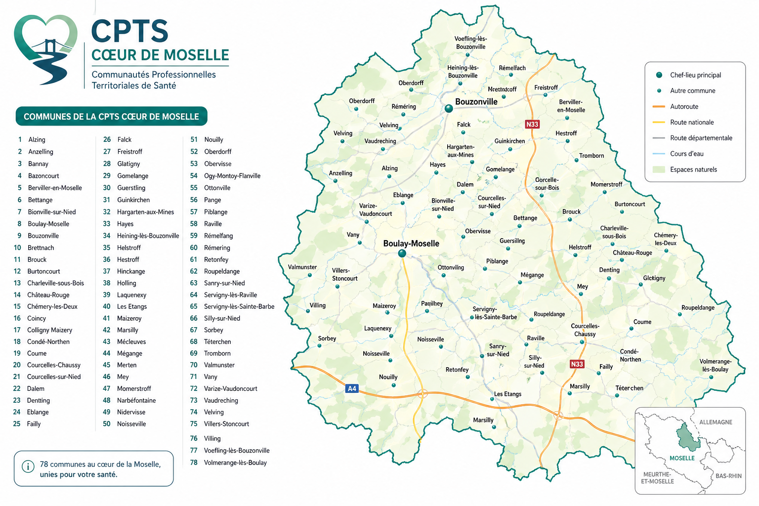 Carte du territoire CPTS Cœur de Moselle